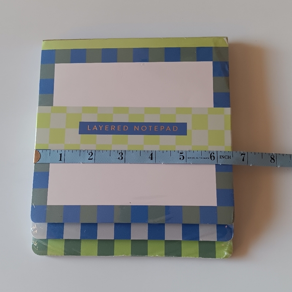 NEW Eccolo Layered Notepad Checkerboard Boarder Blue Green White Unlined Pages - Picture 5 of 5